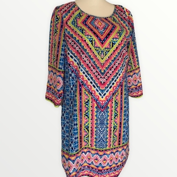 NWOT Pink Owl Multi-Colored Patterned Dress Size S - Picture 1 of 10